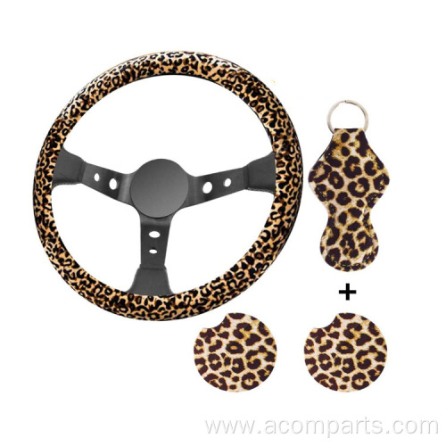 Cheap Sewing Leopard Retro Car Steering Wheel Cover